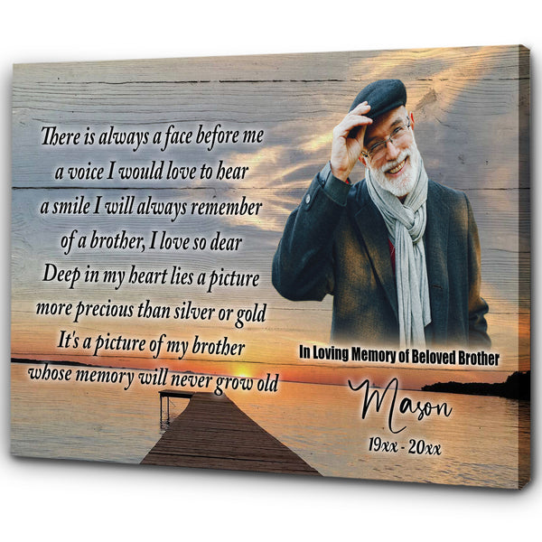 Brother Memorial Canvas - Brother Remembrance Loss of Brother Gift Memorial Gift Sympathy Gift for Loss of Brother In Memory of Brother Sunset Canvas for Brother in Heaven - JC771