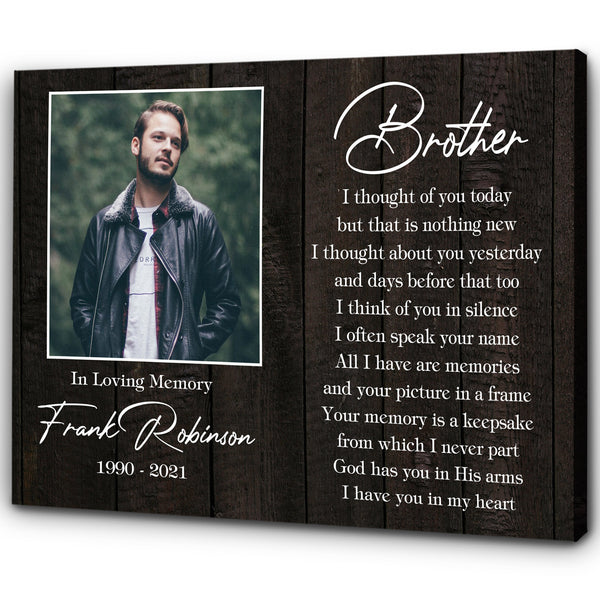 Brother Remembrance - Personalized Memorial Canvas| In Memory of Brother Memorial Canvas, Memorial Gift for Loss of Brother, Sympathy Bereavement for Brother in Heaven| N2418