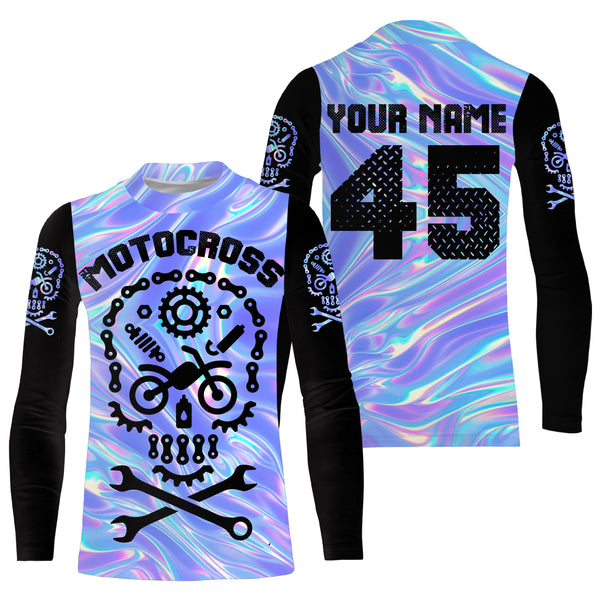 Personalized motocross jersey UPF30+ dirt bike parts skull long sleeves motorcycle off-road NMS1063