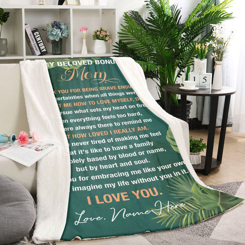 Bonus Mom Blanket| Custom Step Mom Gift for Christmas Birthday Mother's Day| Gift for Step Mother| JB350