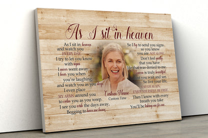 Sympathy gift for loss of Father Mother, As I sit in heaven Canvas/poster for loss of loved one - VTQ181