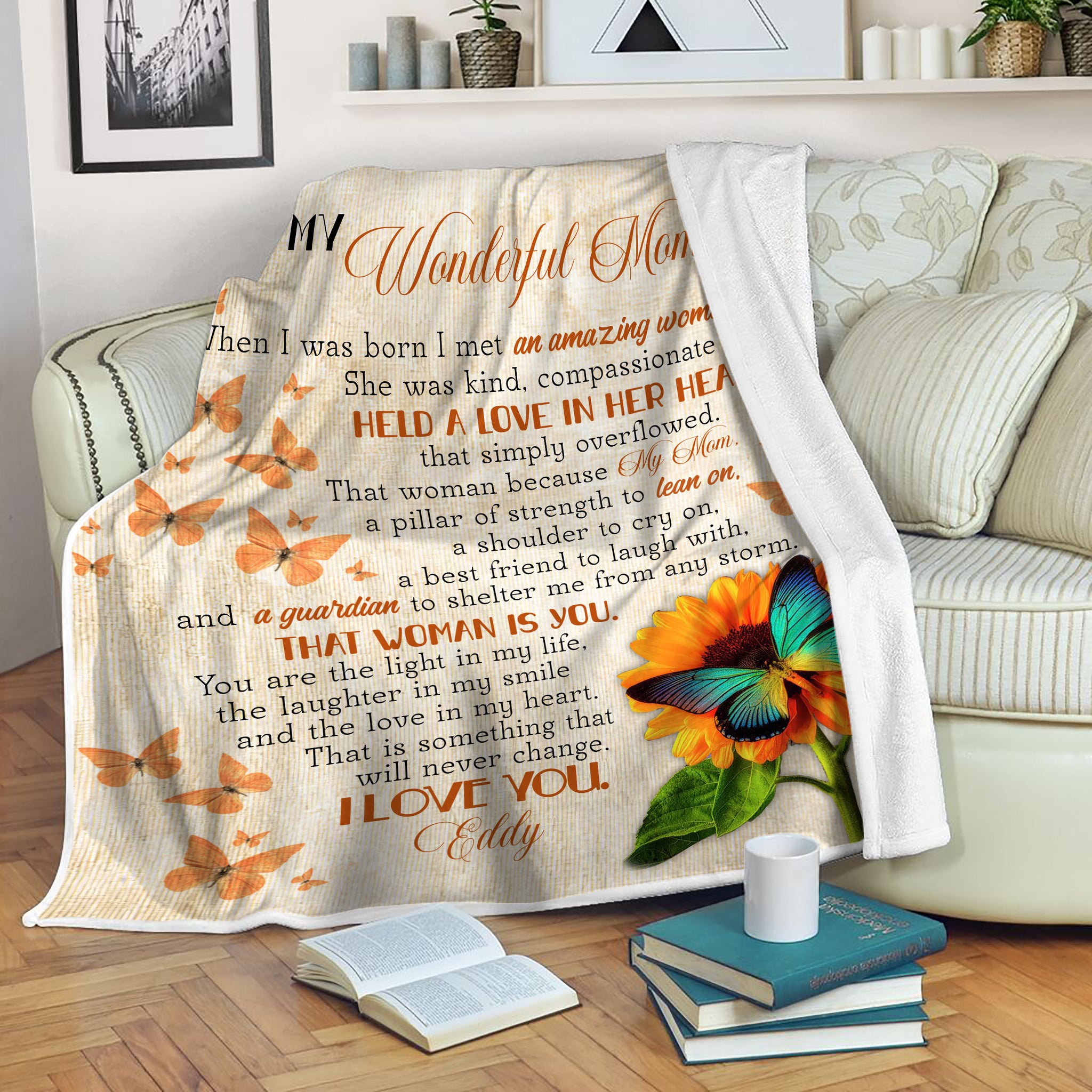 Personalized Blanket To My Wonderful Mom Butterfly Fleece Gratitude Bl –  Myfihu
