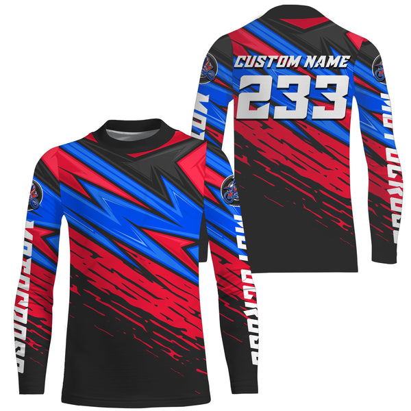 Custom Motocross jersey UPF30+ kid&adult blue red dirt bike racing off-road motorcycle racewear NMS945