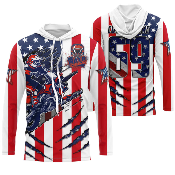 MX jersey for men kid women American flag custom Motocross UPF30+ biker extreme motorcycle shirt PDT30