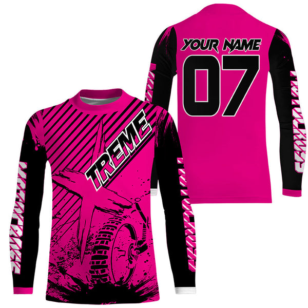 Personalized pink MX jersey UPF30+ extreme kid&adult Motocross biker girl racing shirt motorcycle PDT275