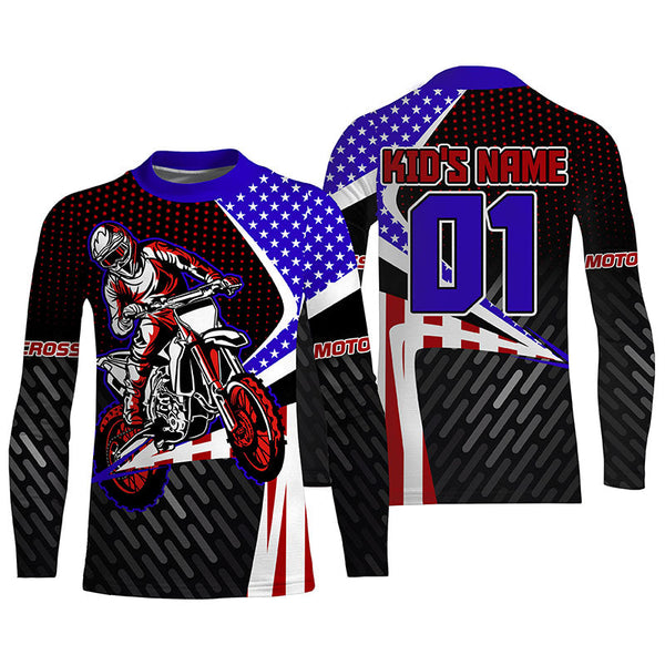 American Flag Motocross Jersey Personalized UPF30+ Dirt Bike MX Racing Off-road Motorcycle NMS1152