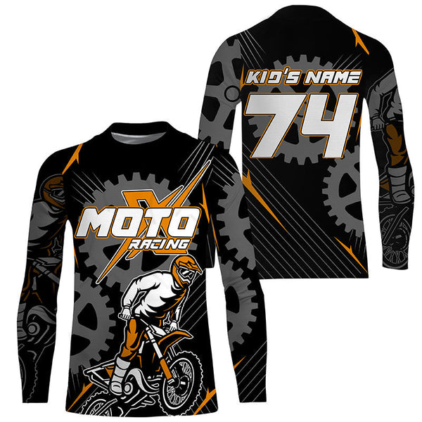 Personalized orange dirt bike jersey for kid&adult UPF30+ Motocross racing MotoX off-road shirt PDT364