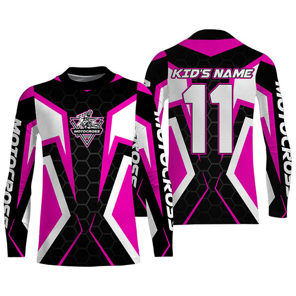 Adult&kid custom Motocross jersey MX off-road UPF30+ racing pink dirt bike shirt motorcycle PDT328