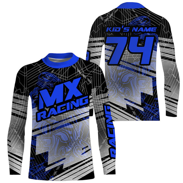 Custom Blue Dirt Bike Jersey Youth Men Women UPF30+ Motocross Racing Shirt Motorcycle MX Off-Road PDT381