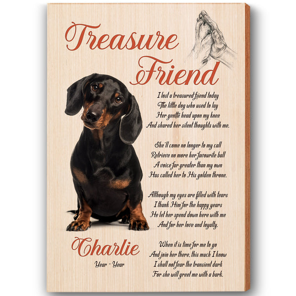 Personalized Dog Canvas, Dog Memorial Gift| Treasure Friend Wall Art - Dog Remembrance Gift, Dog Passing Away Gift, Sympathy Gift for Loss of Dog, Dog Owner, Pet Owner - JCD786