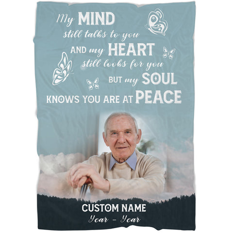 Memorial Blanket Personalized Photo| You Are At Peace Blanket| Memorial Gift, Sympathy Blanket | T1141