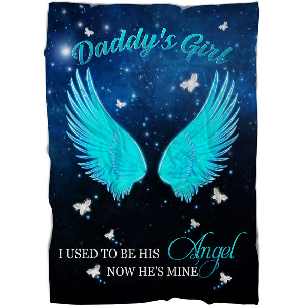 Memorial Blanket| Daddy's Girl - Custom Image Blanket | Angel Dad in Heaven| Meaningful Remembrance Fleece Throw, Deepest Grief Sympathy Gift for Loss of Father for Daughter| T217