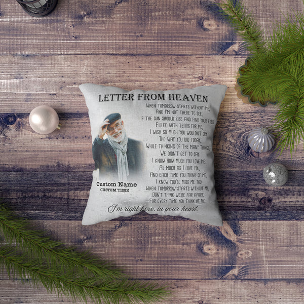 Memorial Pillow| A Letter From Heaven - Custom Memorial Gifts, Sympathy Gifts, Remembrance Keepsake| JPL51