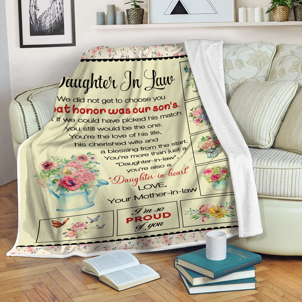 Letter To My Daughter in law Blanket Floral Fleece Blanket