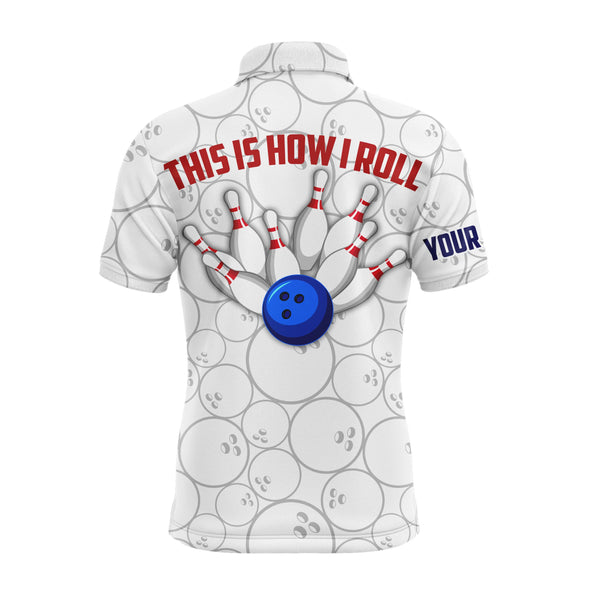 American Flag Bowling Polo Shirt for Men Bowlers, This Is How I Roll Funny Bowling Jersey NBP31