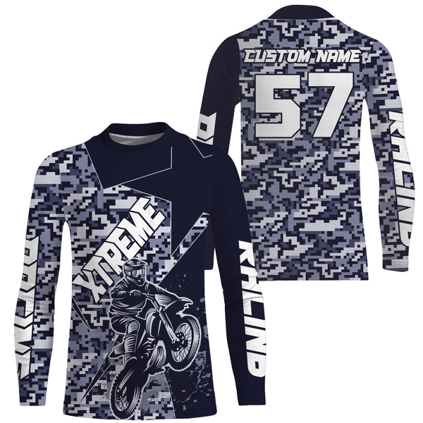 Camo Motocross jersey youth boys girls UPF30+ Motocross custom off-road racing motorcycle shirt PDT84