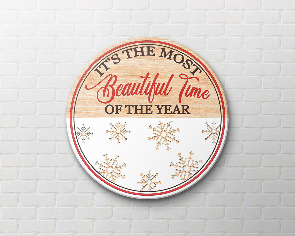 Christmas Door Hanger| It's The Most Wonderful Time of The Year Door Hanger| Christmas Door Sign Holiday Wall Decoration Wooden Door Hanger| Christmas Decoration Gift for X-mas| JDH01