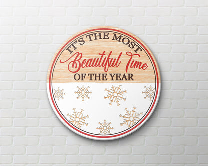 Christmas Door Hanger| It's The Most Wonderful Time of The Year Door Hanger| Christmas Door Sign Holiday Wall Decoration Wooden Door Hanger| Christmas Decoration Gift for X-mas| JDH01