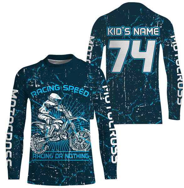 Blue dirt bike jersey men women youth custom UPF30+ Motocross racing or nothing off-road shirt  PDT209