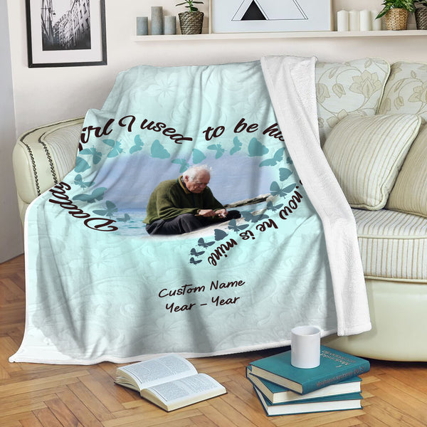 Dad Memorial Blanket - Daddy's Girl Now He is My Angel| Dad Remembrance Throw, Sympathy Memorial Gift for Loss of Father, Dad Condolence Bereavement Gift| N2118