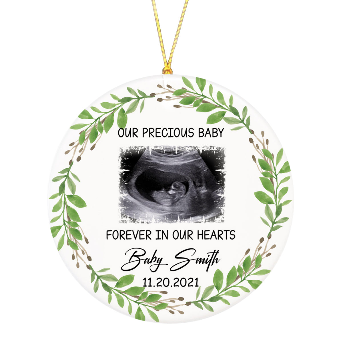 Miscarriage Memorial Ornament - Custom Sonogram Photo, Remembrance for Loss of A Child, Pregnancy Loss Sympathy Gift, Stillbirth Bereavement| NOM65