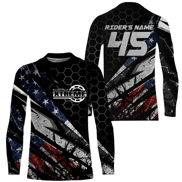 Extreme custom dirt bike jersey kid men women USA Patriotic UV Motocross shirt for biker motorcycle PDT409