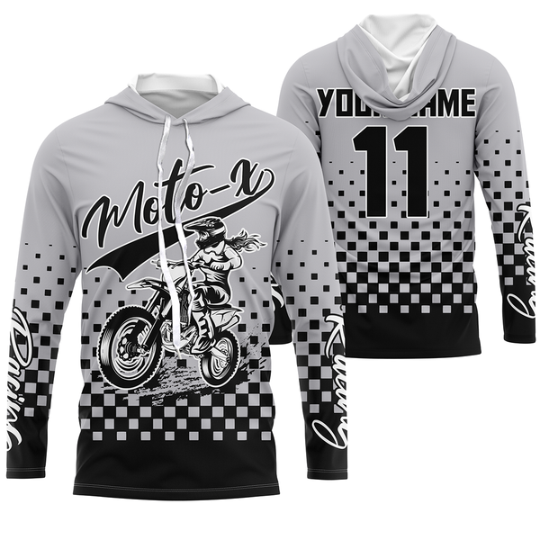 MotoX Girl custom motocross jersey for women girls UPF30+ dirt bike racing flag off-road motorcycle NMS966