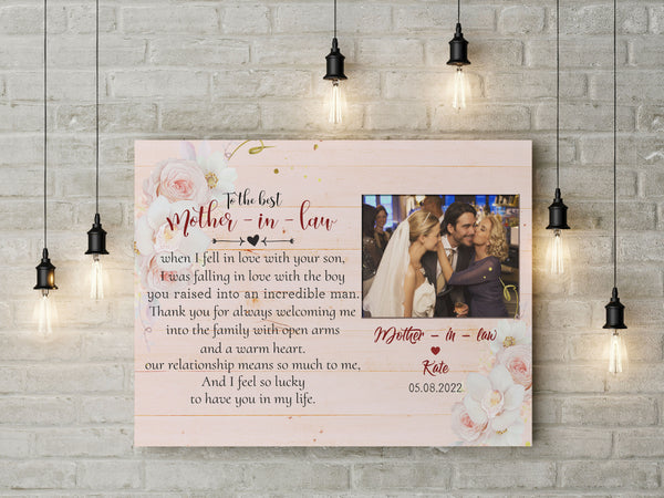 Customized Mother In Law Canvas| to The Best Mother in Law Wall Art, Thank You for Welcome Me Into Family, Mother in Law Gifts, Gift from Daughter in Law on Mother’s Day| AP559