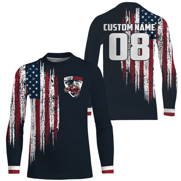 Custom number&name MX dirt bike racing jersey patriotic motocross youth men UV off-road motorcycle PDT168