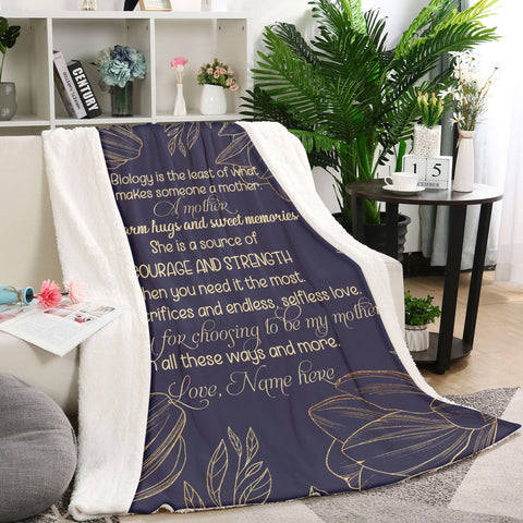 Bonus Mom Blanket| Custom Golden Flower Blanket Gift for Adopted Mom Bonus Mom Stepmom Stepmother| JB346