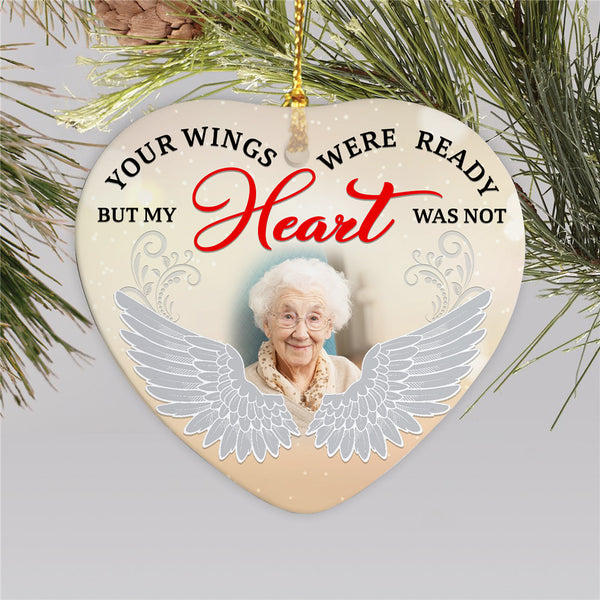 Personalized Memorial Ornament - Your Wings Were Ready, Christmas in Heaven Remembrance Decor, Memorial Gift for Loss of A Loved One| NOM103