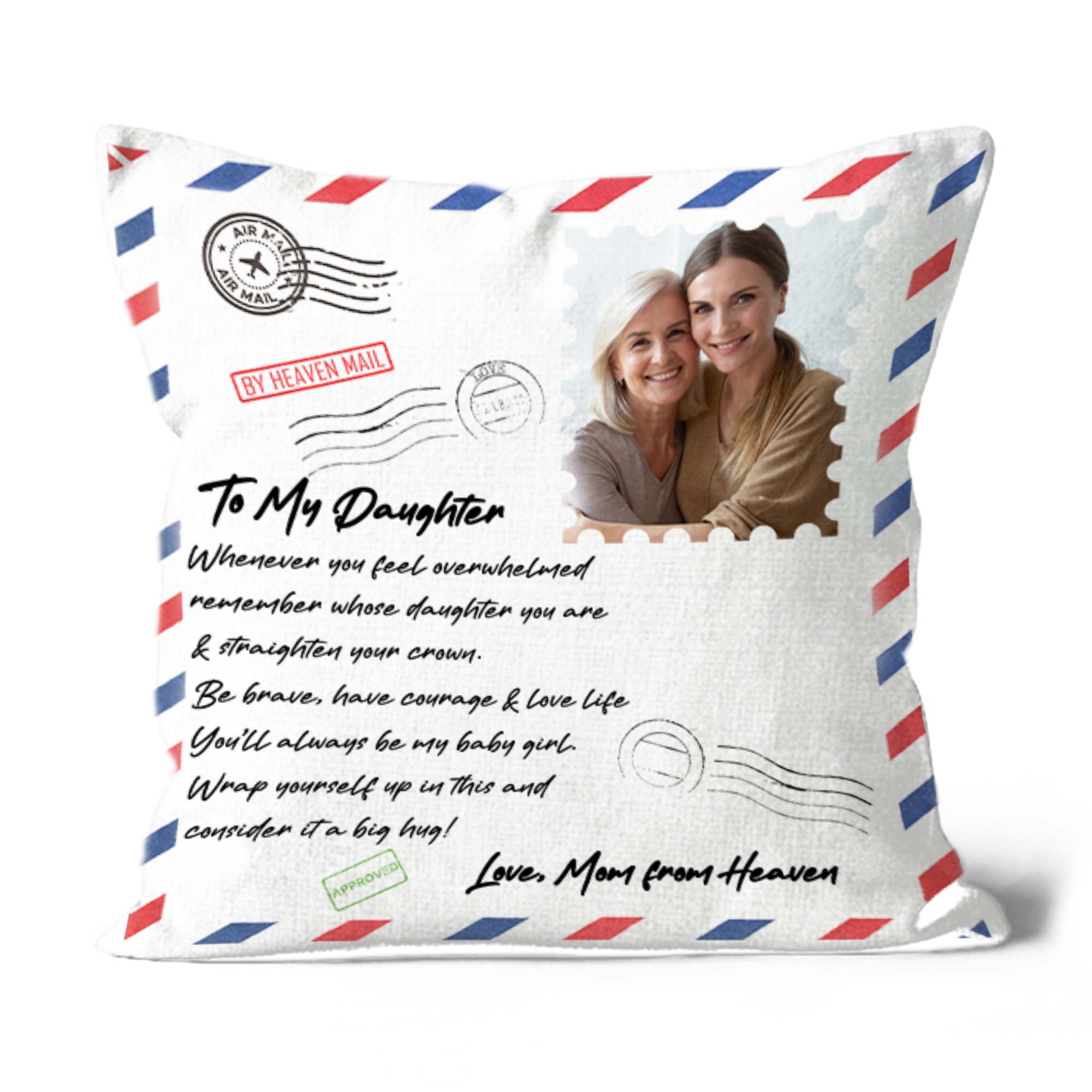 Letter from Mom in Heaven Personalized Memorial Pillow for Grieving Daughter Loss of Mom 1-sided Print| NPL79