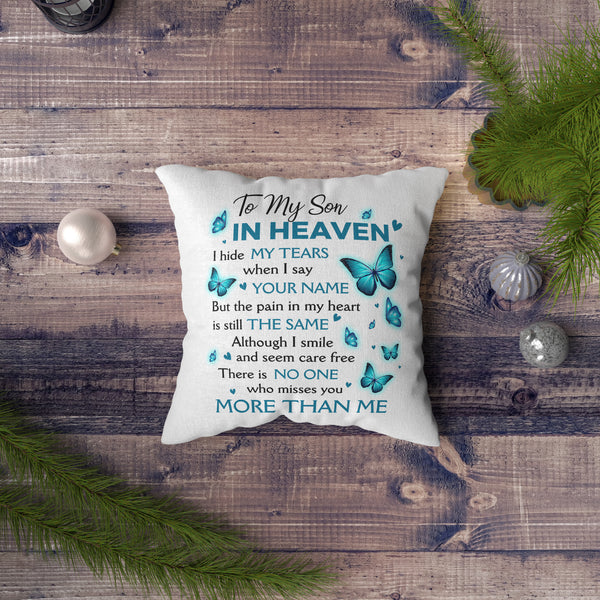 Son in Heaven Memorial Pillow Remembrance Son in Memory Sympathy Gift for Loss of Son 1-sided Print NPL59