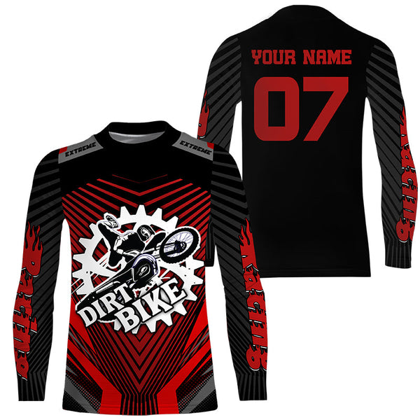 Kid&adult red dirt bike jersey personalized MX racing UPF30+ Motocross off-road motorcycle shirt PDT285