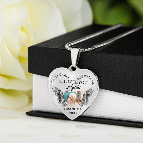 Custom remembrance necklace| I will carry you with me| Memorial keepsake necklace for loss loved one NNT05