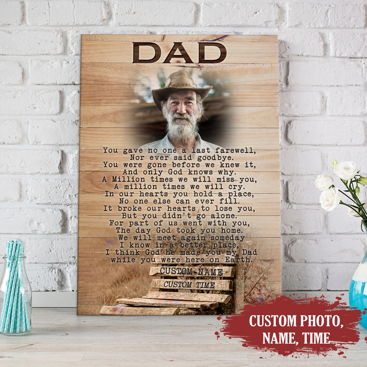 Sympathy gifts Memorial canvas/ premium poster for loss of father, Bereavement gifts for loss of father - VTQ166
