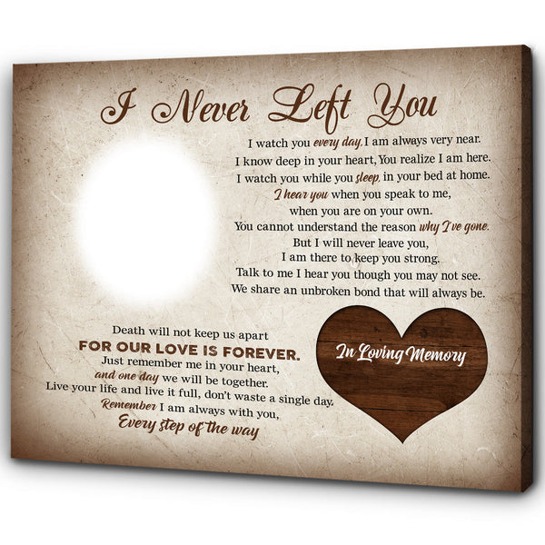 I Never Left You Canvas Remembrance Gift| Personalized Memorial Gift For Loss Of Dad Mom In Loving Memory| NXM94