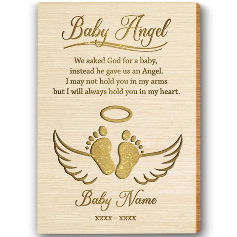 Miscarriage Personalized Canvas Baby Loss Gift, Stillbirth Keepsake Baby Angel In Memory of My Baby| N2550