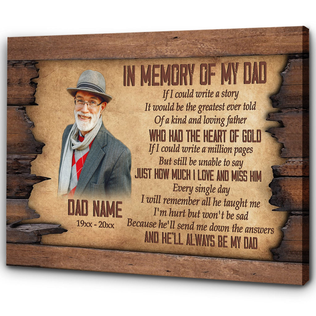 Dad in Memory Personalized Canvas, Dad Remembrance on Father's Day, Sy –  Myfihu