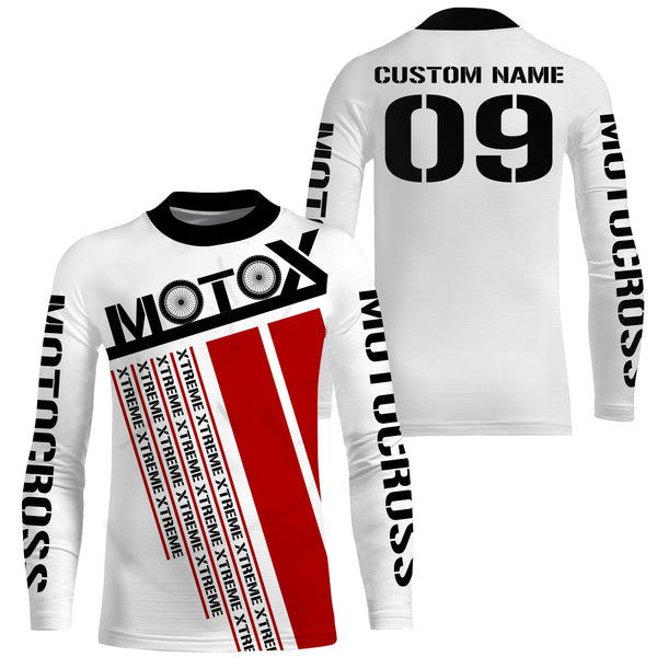 Kid men women Motocross racing jersey dirt bike custom red white shirt UPF30+ extreme racewear PDT90