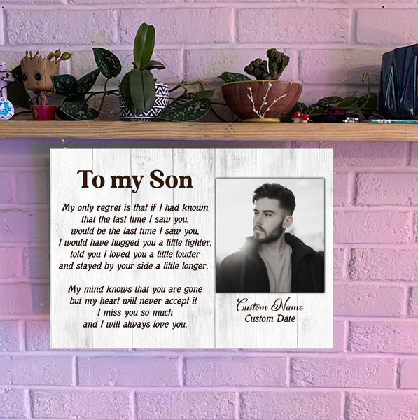 To My Son In Heaven Canvas| Personalized Memorial Canvas| Son Memorial Canvas, Memorial Gift, Son Remembrance| Sympathy, Bereavement Gift, Son in Memory| T1074