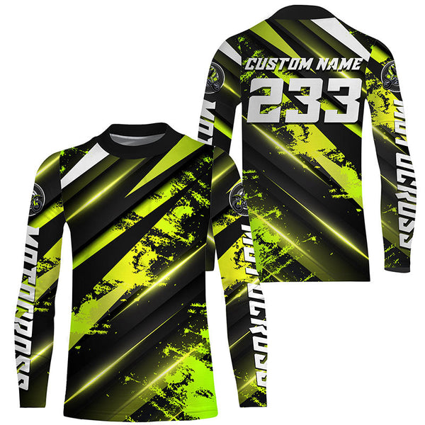 Custom Motocross Jersey UPF30+ Kid&Adult Green Dirt Bike Racing Off-road Motorcycle Racewear NMS1269