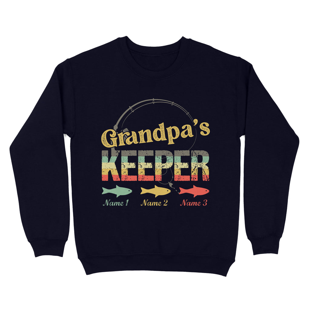 Grandpa's Keeper Custom Fishing Shirt, Grandpa Shirt D02 NQS1631 - Sweatshirt, L / Navy