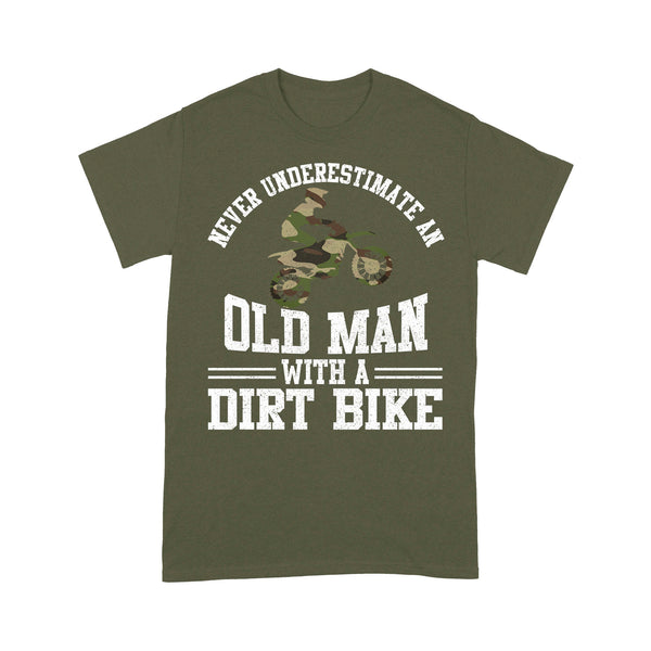 Camo Dirt Bike Men T-shirt - Never Underestimate An Old Man with A Dirt Bike - Cool Old Biker Tee| NMS226 A01
