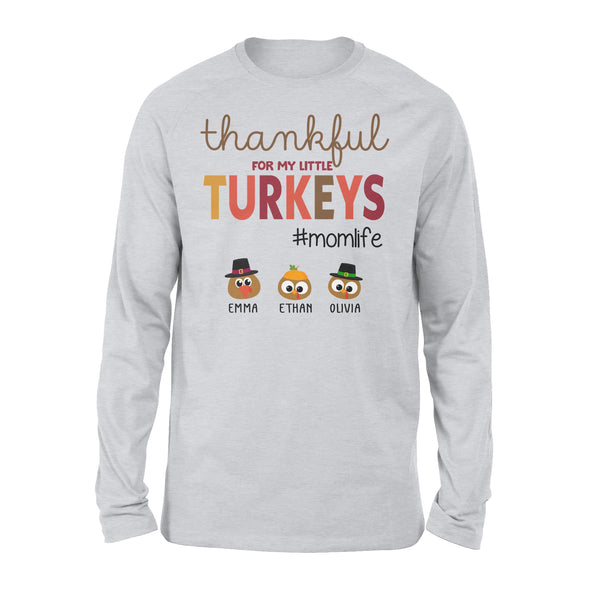 Custom name thankful for my little Turkeys personalized gif for mom - Standard Long Sleeve