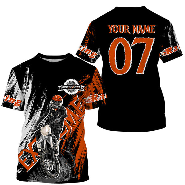 Personalized Motocross jersey kid men women upf30+ off-road orange shirt For biker motorcycle PDT422