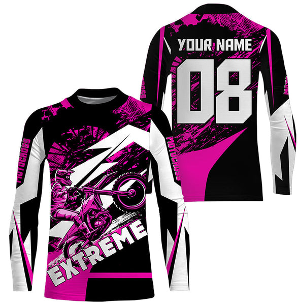 Men kid women pink Motocross jersey UPF30+ extreme custom dirt bike off-road motorcycle shirt PDT345