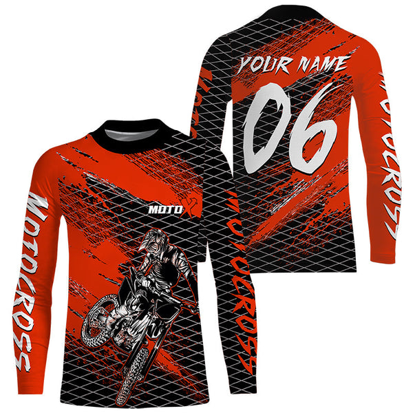 Custom Orange MX Jersey Youth Men Women UPF30+ Dirt Bike Motocross Jersey Racing Shirt Extreme PDT373