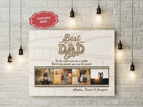 Best Dad Ever Custom Photo Collage Matte Canvas Fathers Day Gift for Daddy Birthday Christmas| N2542