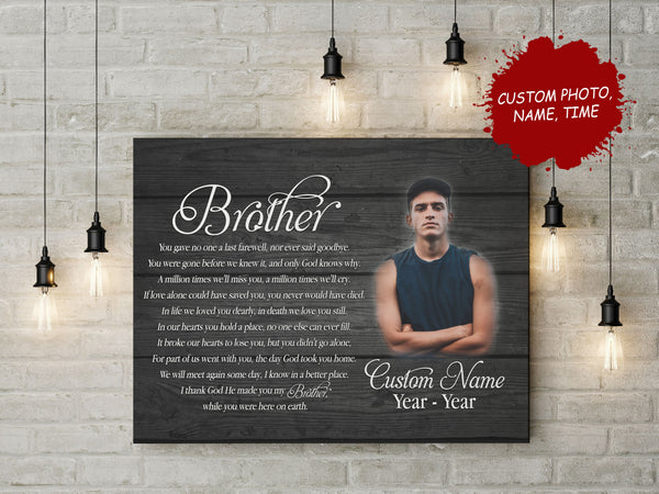 Personalized Brother Memorial Canvas Brother Remembrance Picture Frame Sympathy Gift Loss of Brother N2713